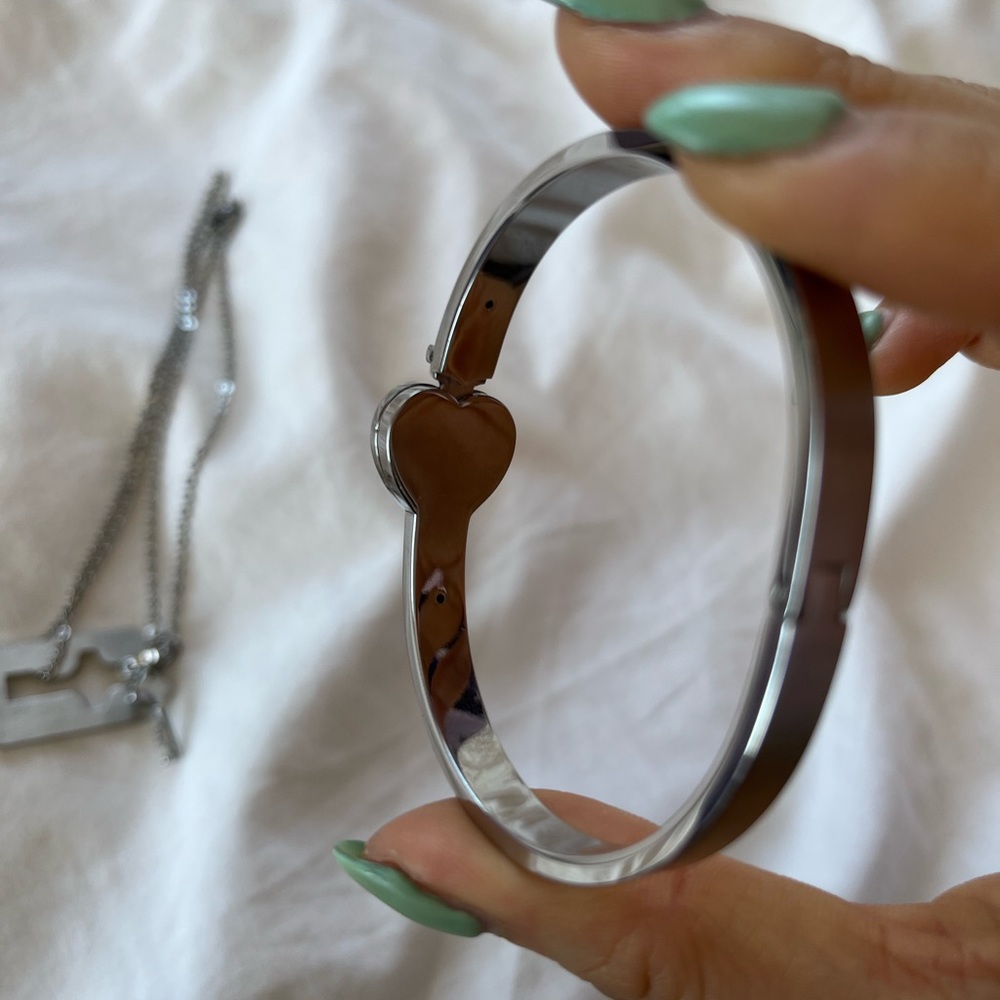 Lock & Key Necklace Bangle Set - Picture 6 of 7